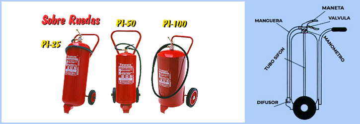 extintores de polvo con ruedas